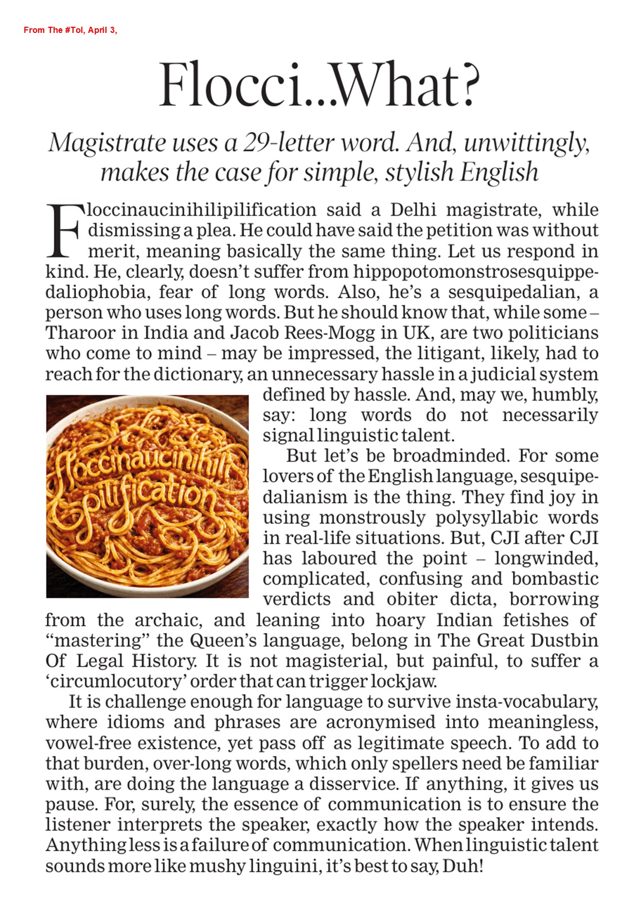 Times of India clipping